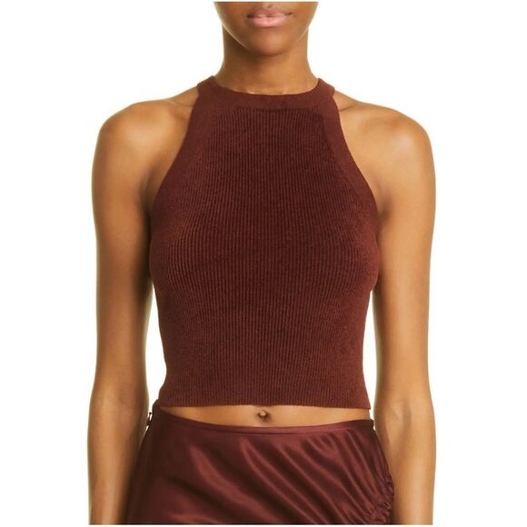 Lapointe Racer Crop Chenille Tank Top in Mahogany Size XS NWT - Picture 1 of 5